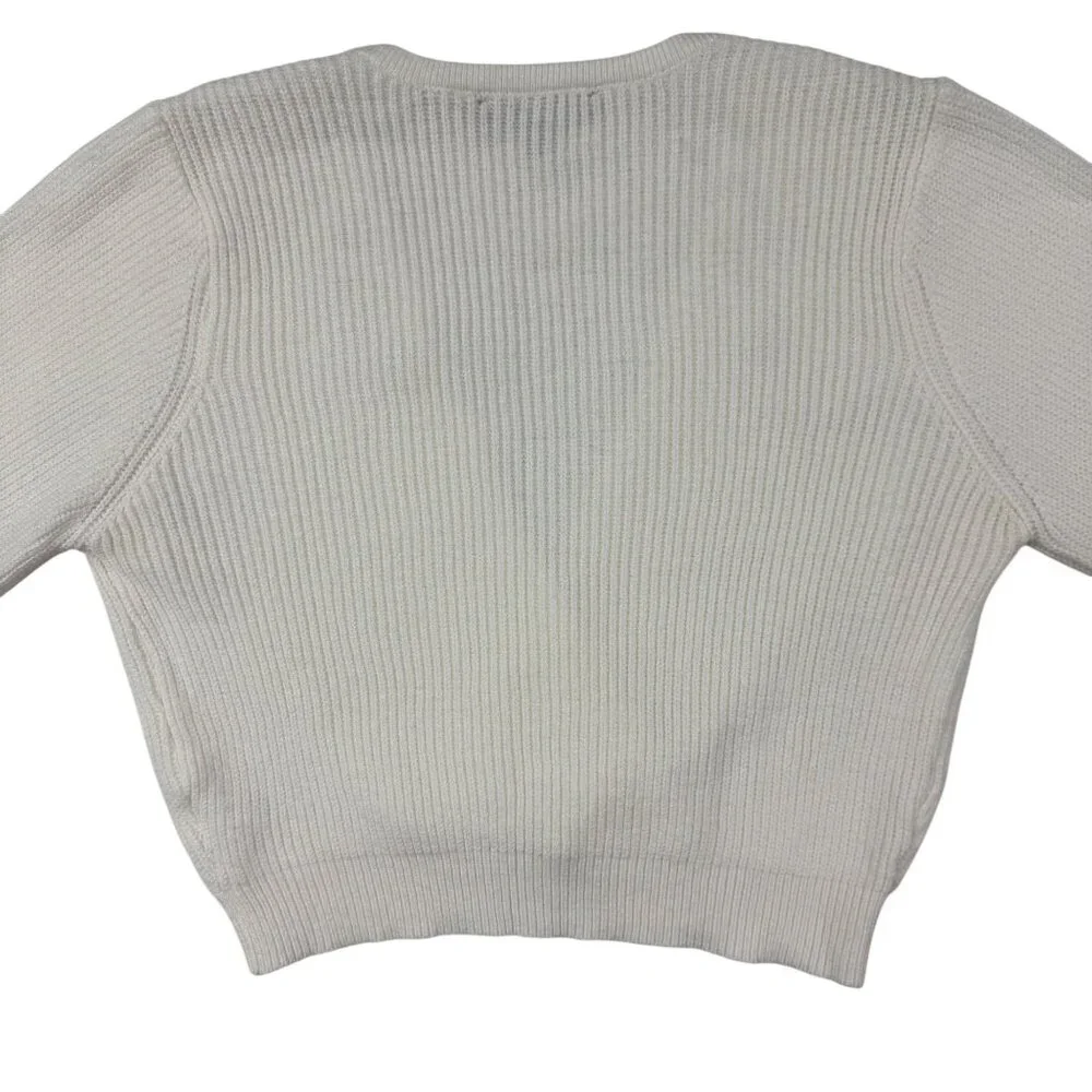 XS Lulus Pullover Fit For Fall Ivory Surplice Balloon Sleeve Sweater - Picture 5 of 10